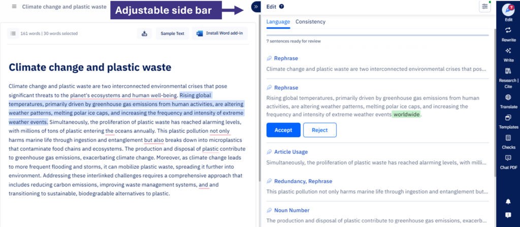 New Web Editor, Adjustable Sidebar