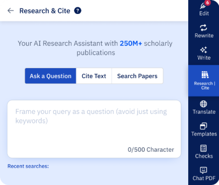 Ask any questions on your research topic and get accurate answers summarized from 250 million verified relevant research papers