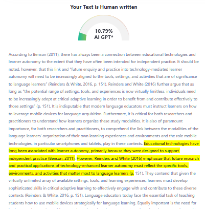 ZeroGPT can't identify hybrid or paraphrased AI content 
